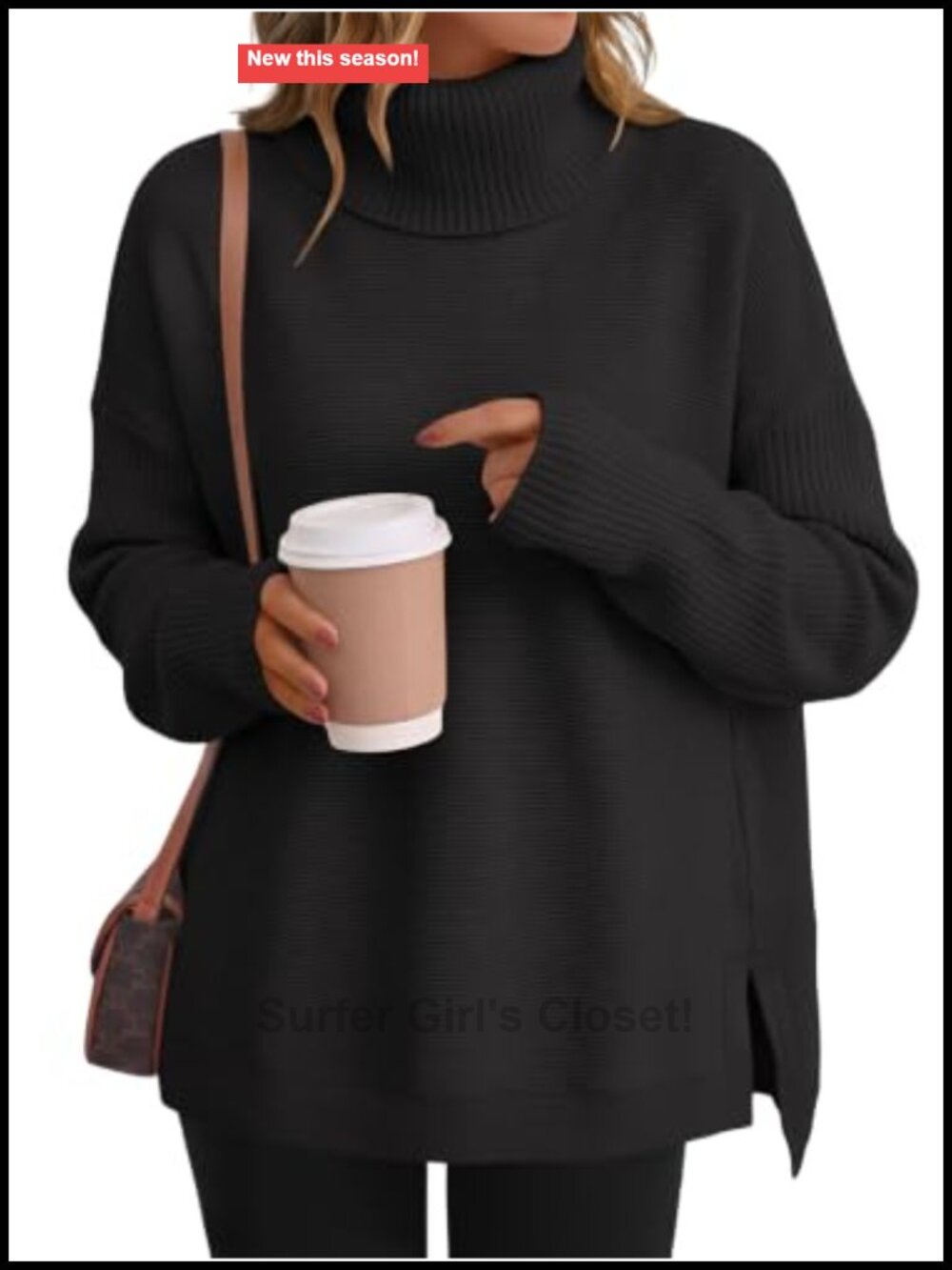 Oversized Turtleneck Sweater Viscose Blend Relaxed Pullover Fall Layering
